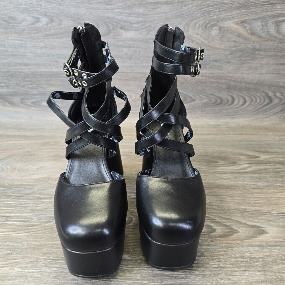 Black Platform Strappy Heels - image 5